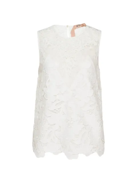Nº21 floral-lace sleeveless top Neutrals 26IN2C0G06153801102