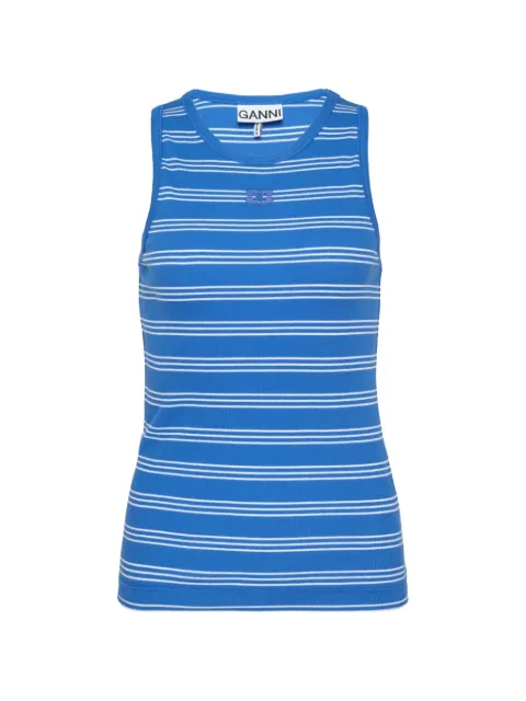 GANNI striped ribbed tank top Blue A1040