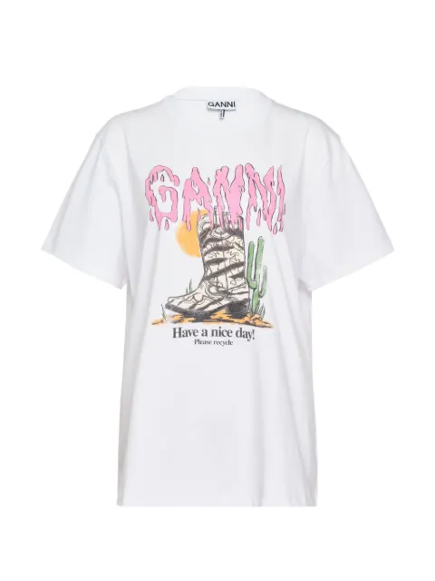 GANNI graphic-print T-shirt White A1050