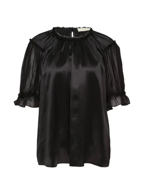 Ulla Johnson Alina ruffled-details silk blouse Black PF260230