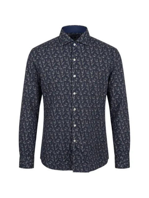 Xacus floral-print long-sleeve shirt Blue 7220207151500389