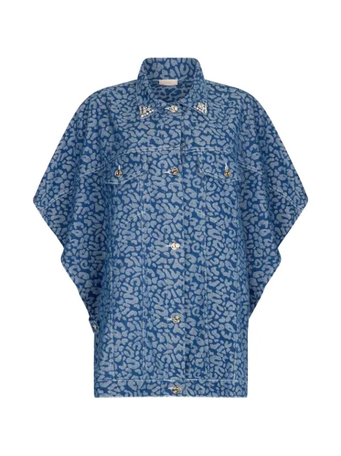 LIU JO animal-print denim cape Blue 2A6025D3200