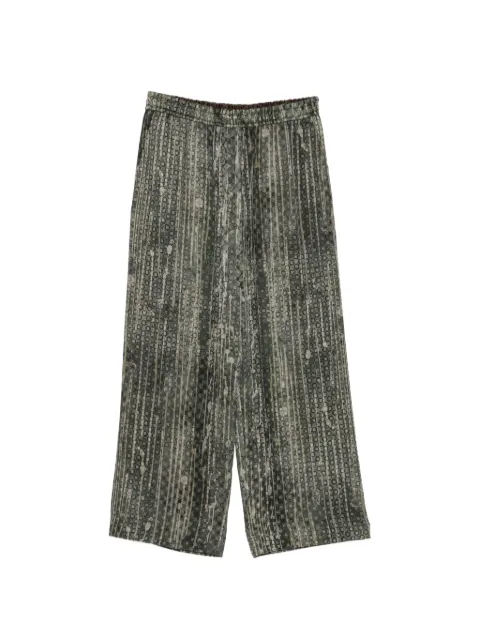 Ziggy Chen abstract-print drawstring trousers Green 0W2620508