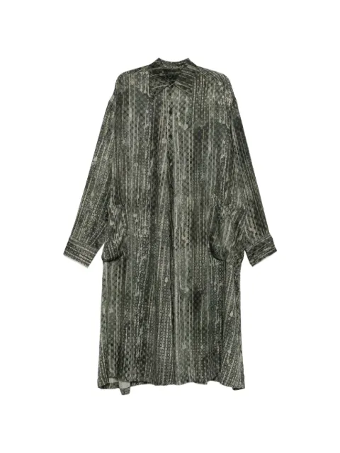 Ziggy Chen abstract-print button-up dress Green 0W2620607