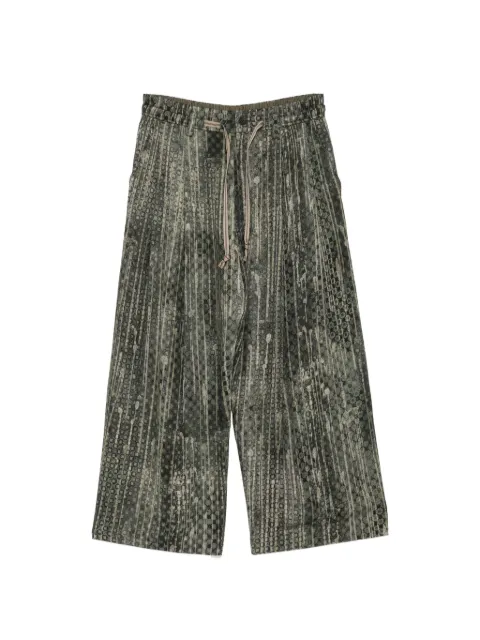Ziggy Chen patterned drawstring trousers Green 0M2620505