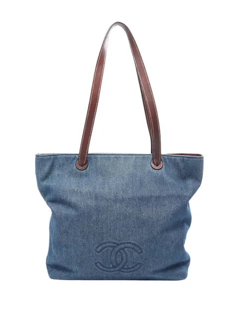CHANEL Pre-Owned 1997-1999 CC Denim tote bag Blue QAJNURMFPYA9HXZK
