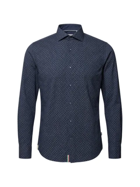 Tintoria Mattei geometric-print long-sleeve shirt Blue TWLNJWFE125