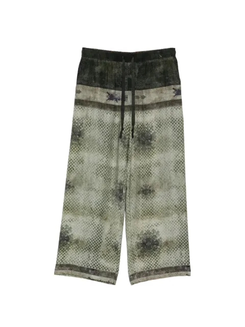 Ziggy Chen patterned drawstring trousers Green 0W2620507
