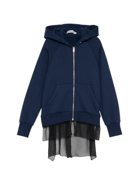 Undercover layered-design zip-up hoodie Blue UP2F18032
