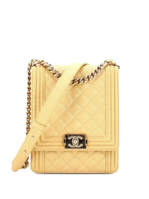 CHANEL Pre-Owned North South Boy Flap Bag Quilted Caviar Small shoulder bag Gold Z71AQMP5RO5ORXBC