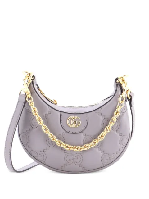 Gucci Pre-Owned Half Moon Hobo GG Matelasse Leather Mini shoulder bag Grey BSMS4TJ3UUQPHUF9