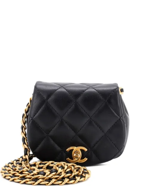 CHANEL Pre-Owned Coco Mail Clutch with Chain Quilted Calfskin Mini crossbody bag Black NIHEXB9RQKPLV2B1