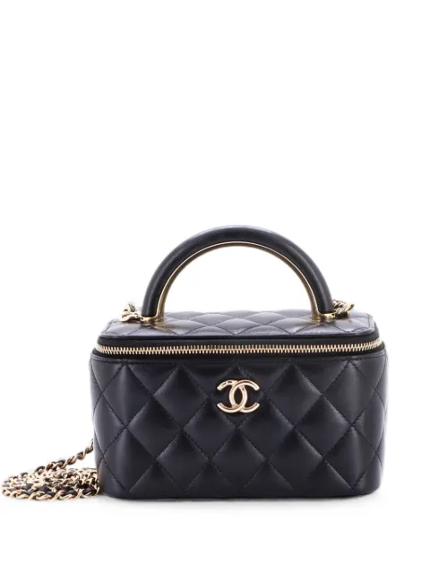 CHANEL Pre-Owned Charming Handle Vanity Case with Chain Quilted Lambskin Small satchel Black N01B2QNFJ3N19NAO
