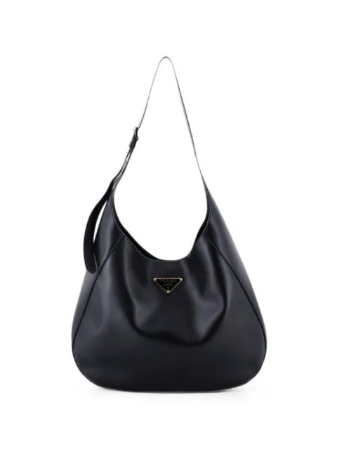 Prada Pre-Owned Triangle Logo Curved City Calf Large hobo bag Black LVQTMPJGQYM5C8EB