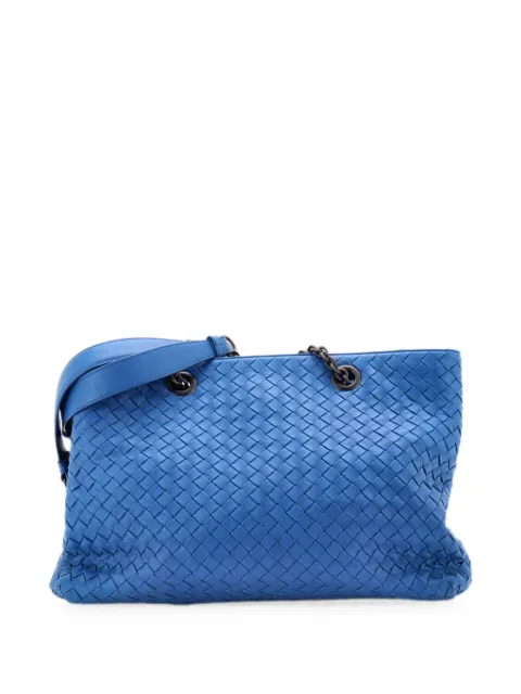 Bottega Veneta Pre-Owned Double Chain Intrecciato Nappa Medium tote bag Blue L7KSEZQIV0HJWWE5