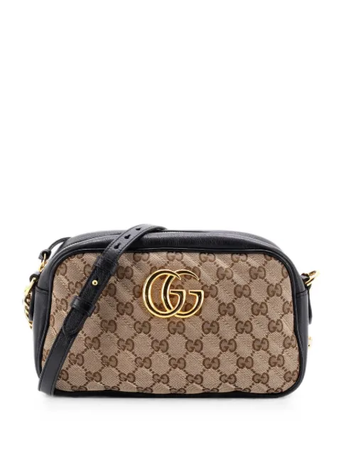 Gucci Pre-Owned GG Marmont Shoulder Bag Diagonal Quilted GG Canvas with Leather Small crossbody bag Black 8KS9ITXAD3YH82A0