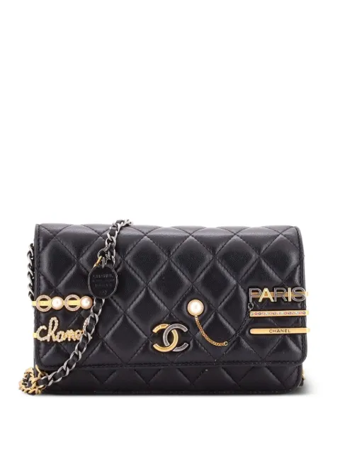 CHANEL Pre-Owned Coco Clips Wallet on Chain Embellished Quilted Lambskin crossbody bag Black 8J9RGBUJQDG1BZYU