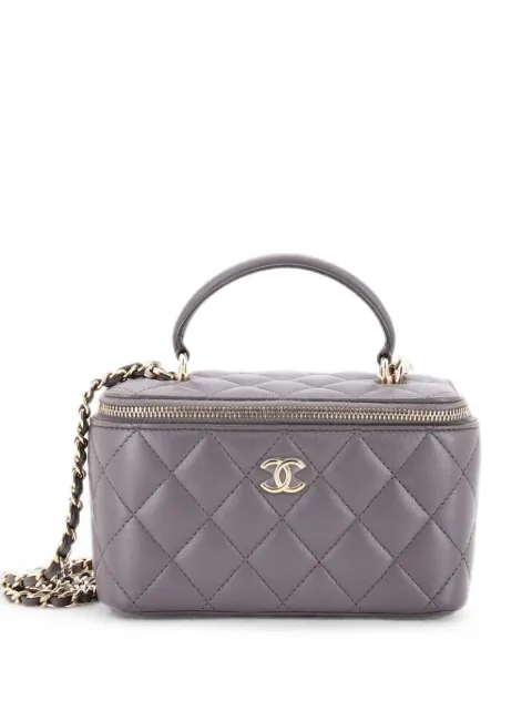 CHANEL Pre-Owned Classic Top Handle Vanity Case with Chain Quilted Lambskin Small crossbody bag Grey 7YB8FZ8DHMA2AS7Y