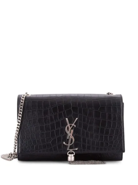 Saint Laurent Pre-Owned Classic Monogram Tassel Crocodile Embossed Leather Medium crossbody bag Black IB8S88K85DHK2GE4