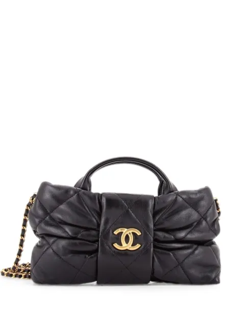 CHANEL Pre-Owned CC Bow Chain Quilted Leather Mini shoulder bag Black HIJI6P2RW8TS4V06