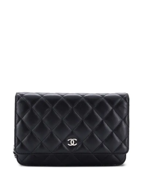 CHANEL Pre-Owned Wallet on Chain Quilted Lambskin crossbody bag Black S7H6MYGFMAYQKDMY