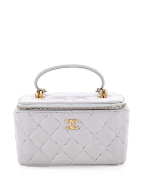 CHANEL Pre-Owned Classic Top Handle Vanity Case with Chain Quilted Lambskin Small crossbody bag Grey REOZJUFJGUJ6HU50