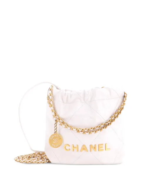 CHANEL Pre-Owned 22 Chain Hobo Quilted Calfskin Mini crossbody bag White R0I45OQYVDD9NED6