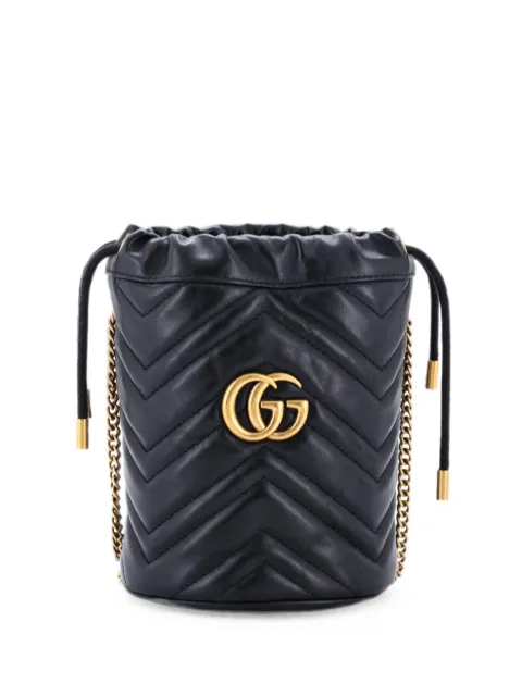 Gucci Pre-Owned GG Marmont Matelasse Leather Mini bucket bag Black F9S8ENKXMVF4HGYG