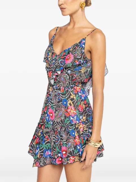 NISSA ruffled viscose mini dress Black RZ16236