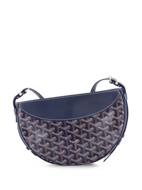 Goyard Pre-Owned Hirondelle Coated Canvas and Leather shoulder bag Blue DWOP68R5GLKVA1Y4