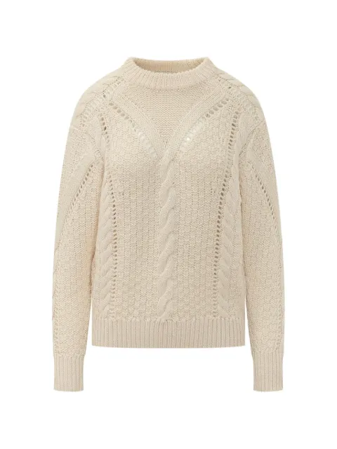 MARANT ÉTOILE cable-knit pointelle-trim sweater Neutrals 26APU0918FAD3L01E