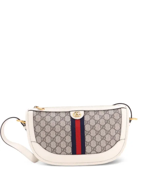 Gucci Pre-Owned Ophidia Curved Zip Shoulder Bag GG Coated Canvas with Leather Large crossbody bag White BE4SGCZ930STFPH5