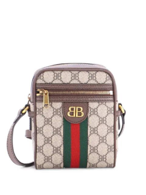 Balenciaga Pre-Owned x Gucci The Hacker Project Zip Messenger Bag BB Coated Canvas Mini crossbody bag Brown B79306UCBANP259N