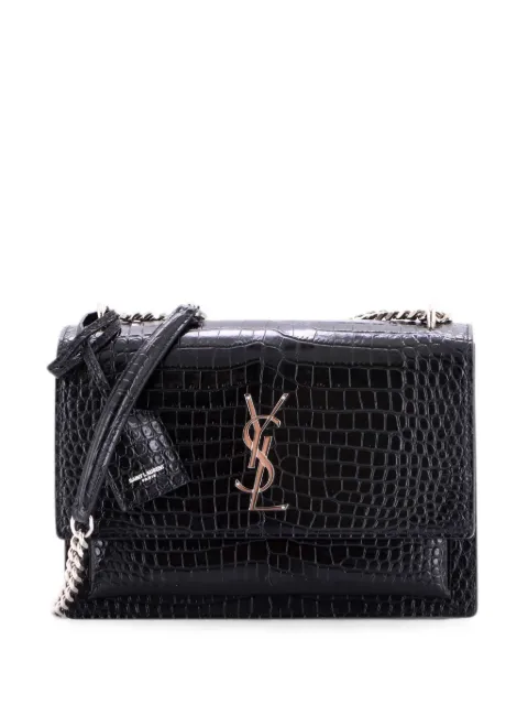 Saint Laurent Pre-Owned Sunset Crocodile Embossed Leather Medium crossbody bag Black AN1I709PVZUE69IU
