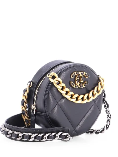 CHANEL Pre-Owned 19 Round with Chain Quilted Leather clutch bag Black 9Y2B52EF3M18JCYA