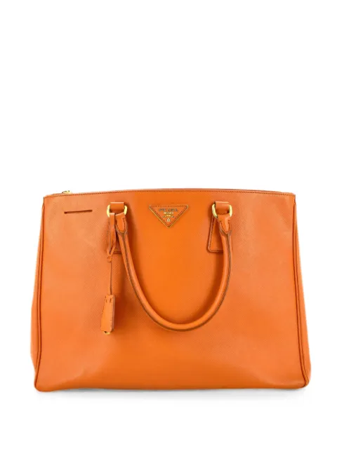 Prada Pre-Owned Double Zip Lux Saffiano Leather Large tote bag Orange LQF3SVKW8WBHTDW7