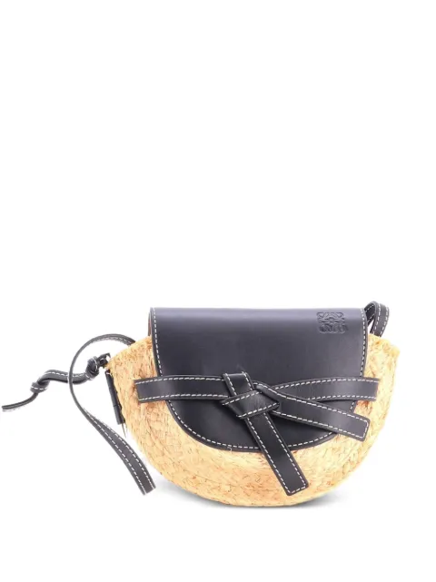 Loewe Pre-Owned Gate Leather Shoulder Leather with Raffia Mini crossbody bag Black LI5GK8DL0YYBSJ2U