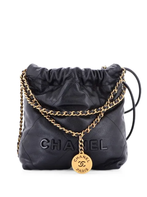 CHANEL Pre-Owned 22 Chain Quilted Caviar Mini hobo bag Black W14HT6BMOFOB4DMV