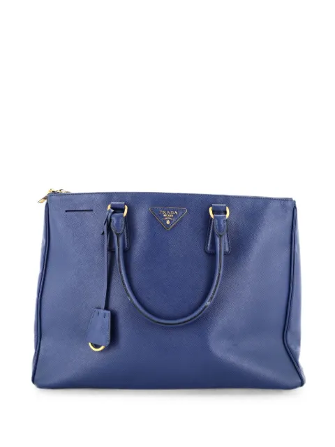 Prada Pre-Owned Double Zip Lux Saffiano Leather Large tote bag Blue 82WMQR6VCQECL4XZ