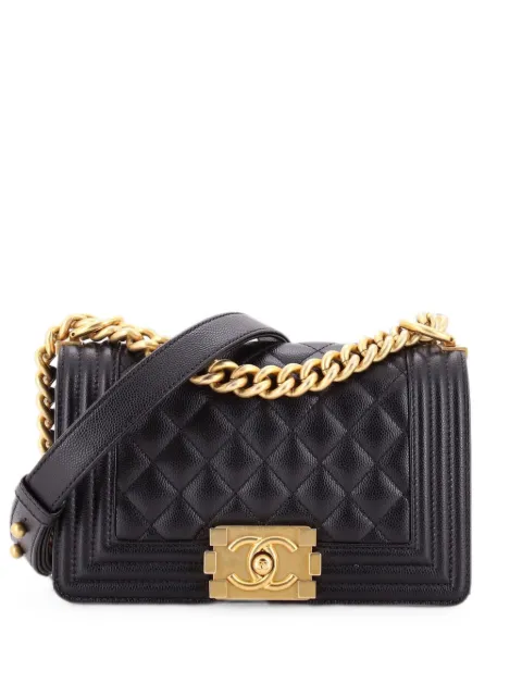 CHANEL Pre-Owned Boy Flap Bag Quilted Caviar Small crossbody bag Black IX1KFLU3P72GFX3O