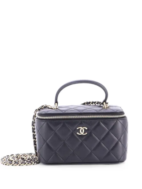 CHANEL Pre-Owned Classic Top Handle Vanity Case with Chain Quilted Lambskin Small crossbody bag Black HUD7G3P872435H7M