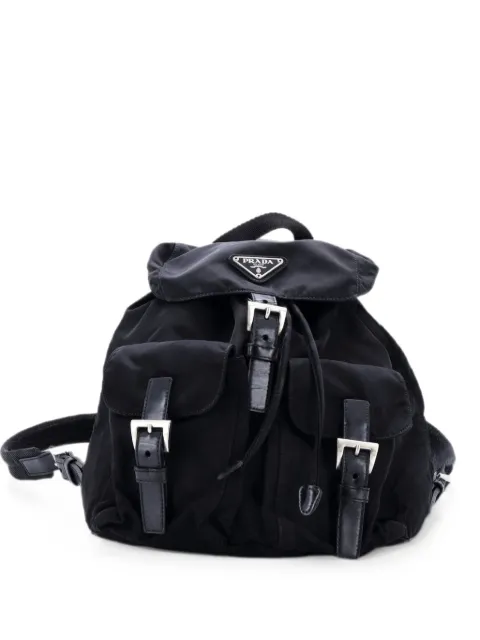 Prada Pre-Owned Double Front Pocket Tessuto Small backpack Black HNUKX9QIP99AV9H0