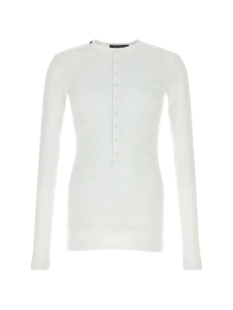 Dolce & Gabbana ribbed-knit henley T-shirt White G8PG8ZFUGKY