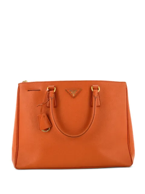 Prada Pre-Owned Double Zip Lux Saffiano Leather Large tote bag Orange 6CSZHIDKICCUU3YQ