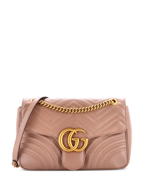 Gucci Pre-Owned GG Marmont Flap Bag Matelasse Leather Medium shoulder bag Neutrals QE7DTO30XEYFZ0XB