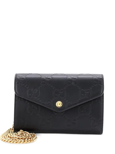 Gucci Pre-Owned Envelope Wallet on Chain Guccissima Leather shoulder bag Black Q9Z7H4XKY6V4GEM3