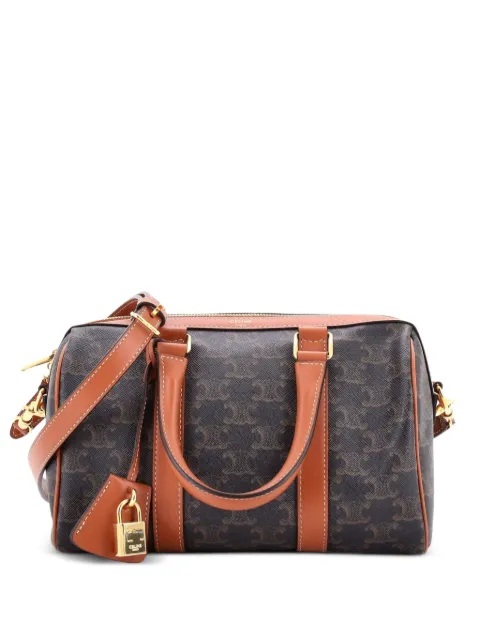 Celine Pre-Owned Boston Bag Triomphe Coated Canvas Medium shoulder bag Brown D1Z1M6RYSCYO7S9Z