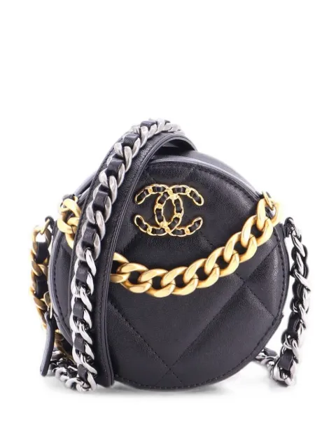 CHANEL Pre-Owned 19 Round with Chain Quilted Leather clutch bag Black CHF2IH0H6EXZN7L6