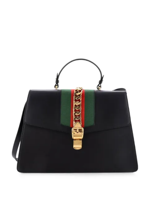 Gucci Pre-Owned Sylvie Top Handle Bag Leather Large satchel Black 0N3B4ICMJR3MC5BN