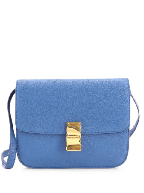 Celine Pre-Owned Classic Box Bag Grainy Leather Medium crossbody bag Blue 14XMF559UN6FH3HX